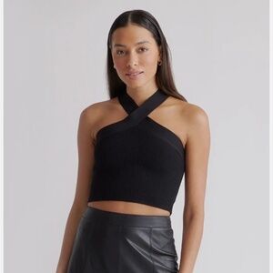 Quince NEW without tags Cropped Halter Sweater Knit in Black Size Large